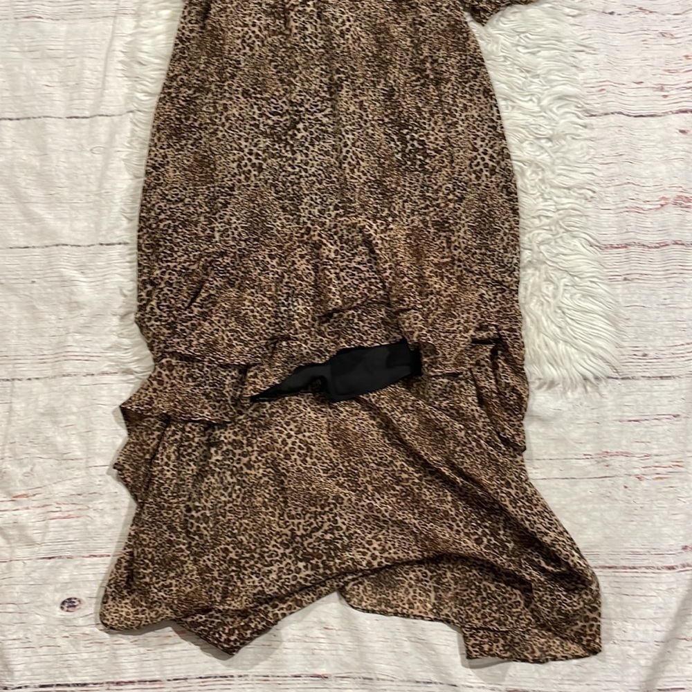 1. State Brown Leopard Muses Chiffon High-Low Midi Dress - Picture 10 of 12